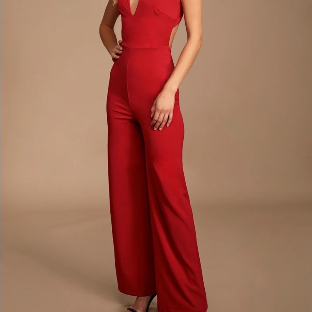 Lulu's Bold Red Jumpsuit